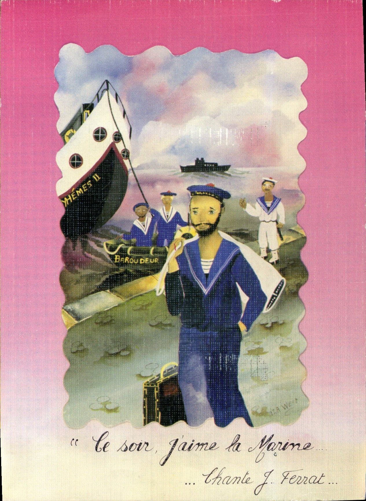 CPM J'aime la marine Jean Ferrat 