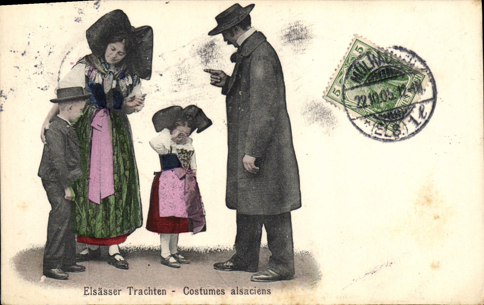 CPA Folklore Alsace Costumes Alsaciens 