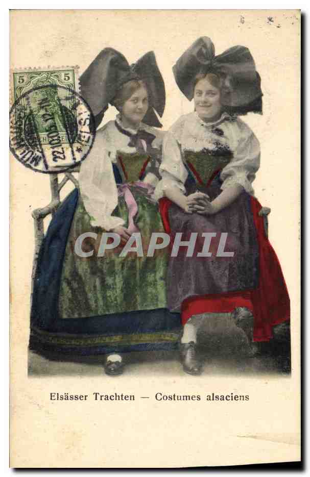 CPA Folklore Alsace Costumes Alsaciens 