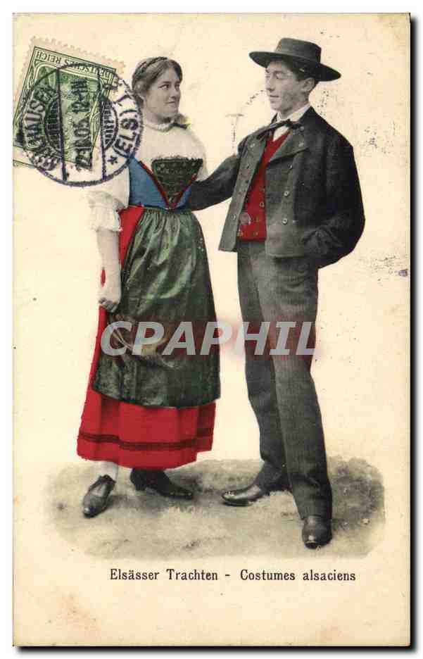 CPA Folklore Alsace Costumes Alsaciens 