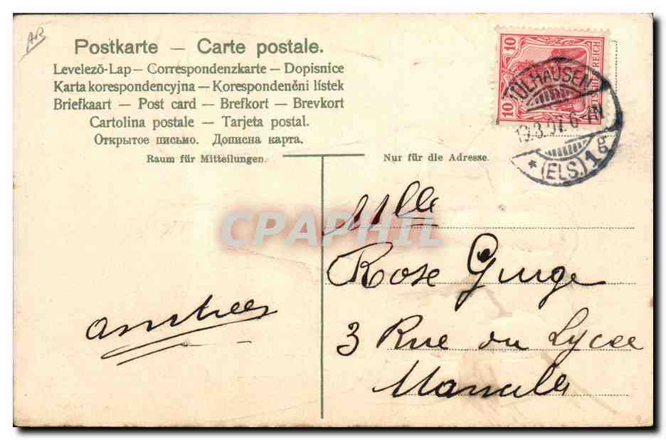 CPA Folklore Alsace Costume Alsacien  — Verso