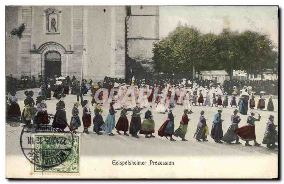 CPA Folklore Alsace Geispolsheimer Prozession 