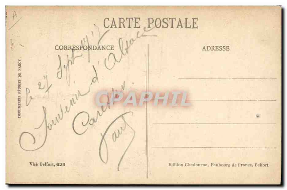 CPA Folklore Alsace Type d'Alsacienne filant au rouet  — Verso