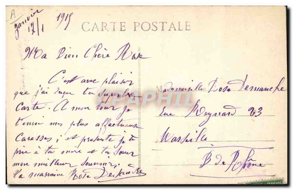 CPA Folklore Alsace La Triple Entente France garde nous  — Verso