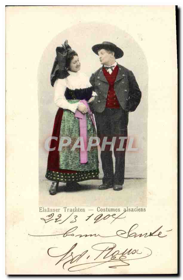CPA Folklore Alsace Costumes Alsaciens 