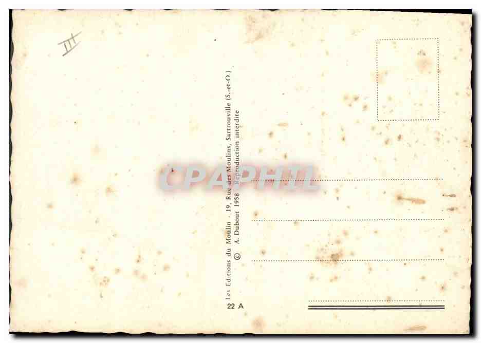 Poisson d'Avril — Carte humoristique avec train jaune — A. Dubout, n°22 A — Achterkant