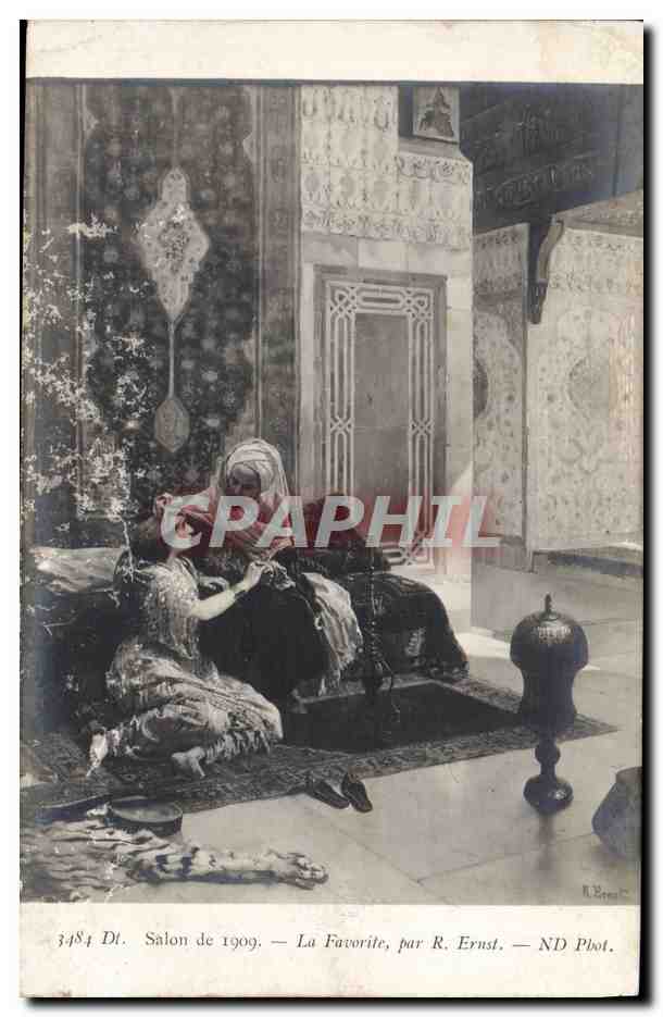 CPA Fantaisie Orientalisme Salon de 1909 la favorite par Ernst