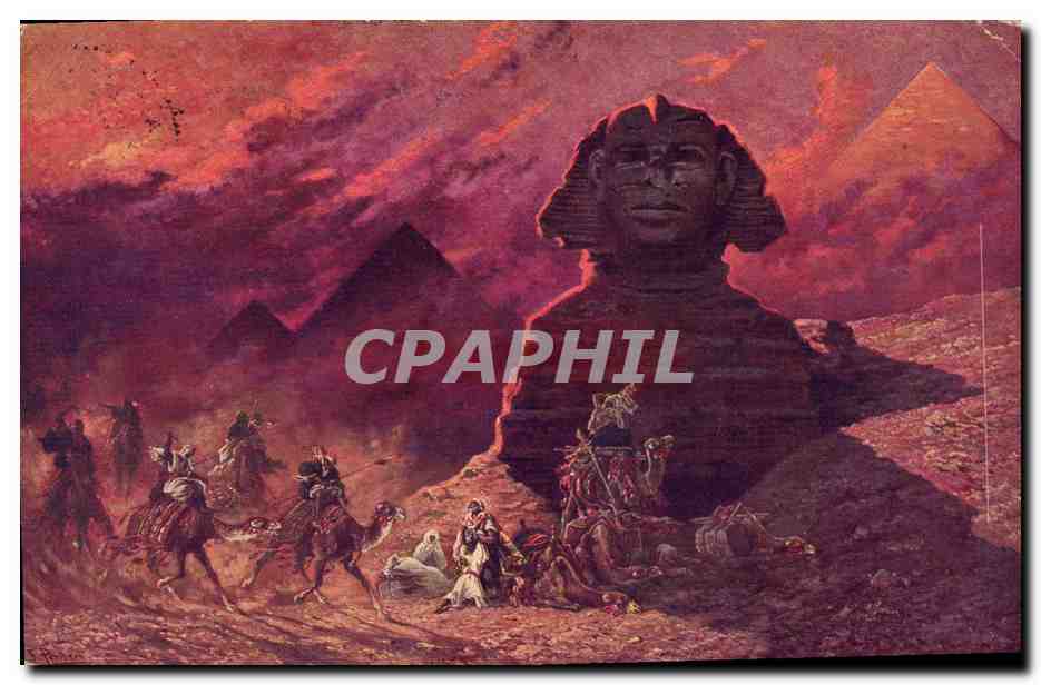 CPA Fantaisie Orientalisme Sphinx Egypt Egypte