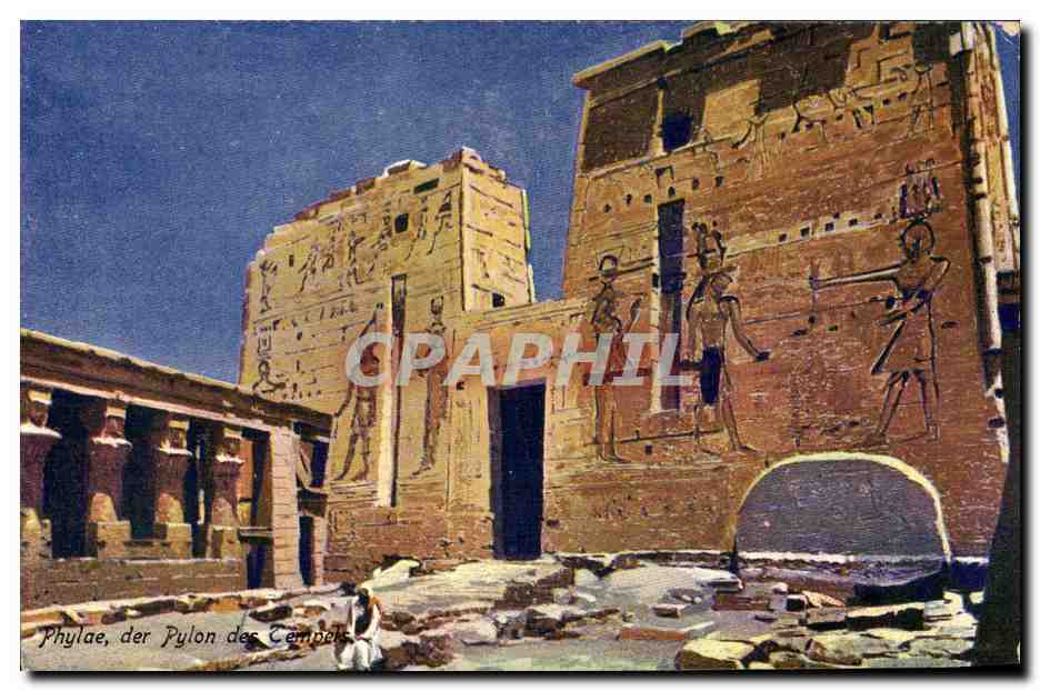 CPA Fantaisie Orientalisme Egypt Egypte Le pylone du temple a Phylae