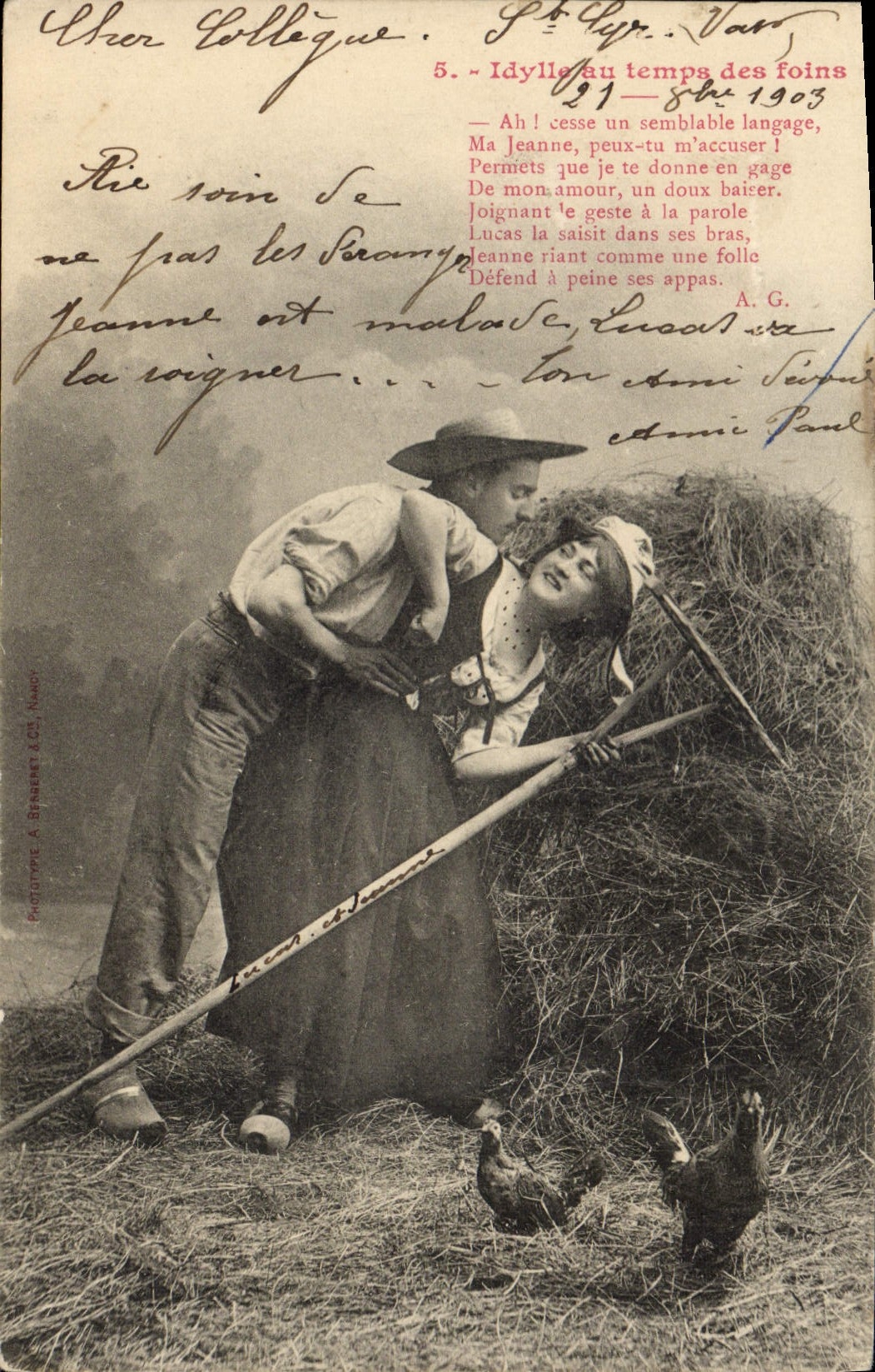 Idylle au temps des foins — 5. — Phototypie A. Brabant, Nancy — 1903