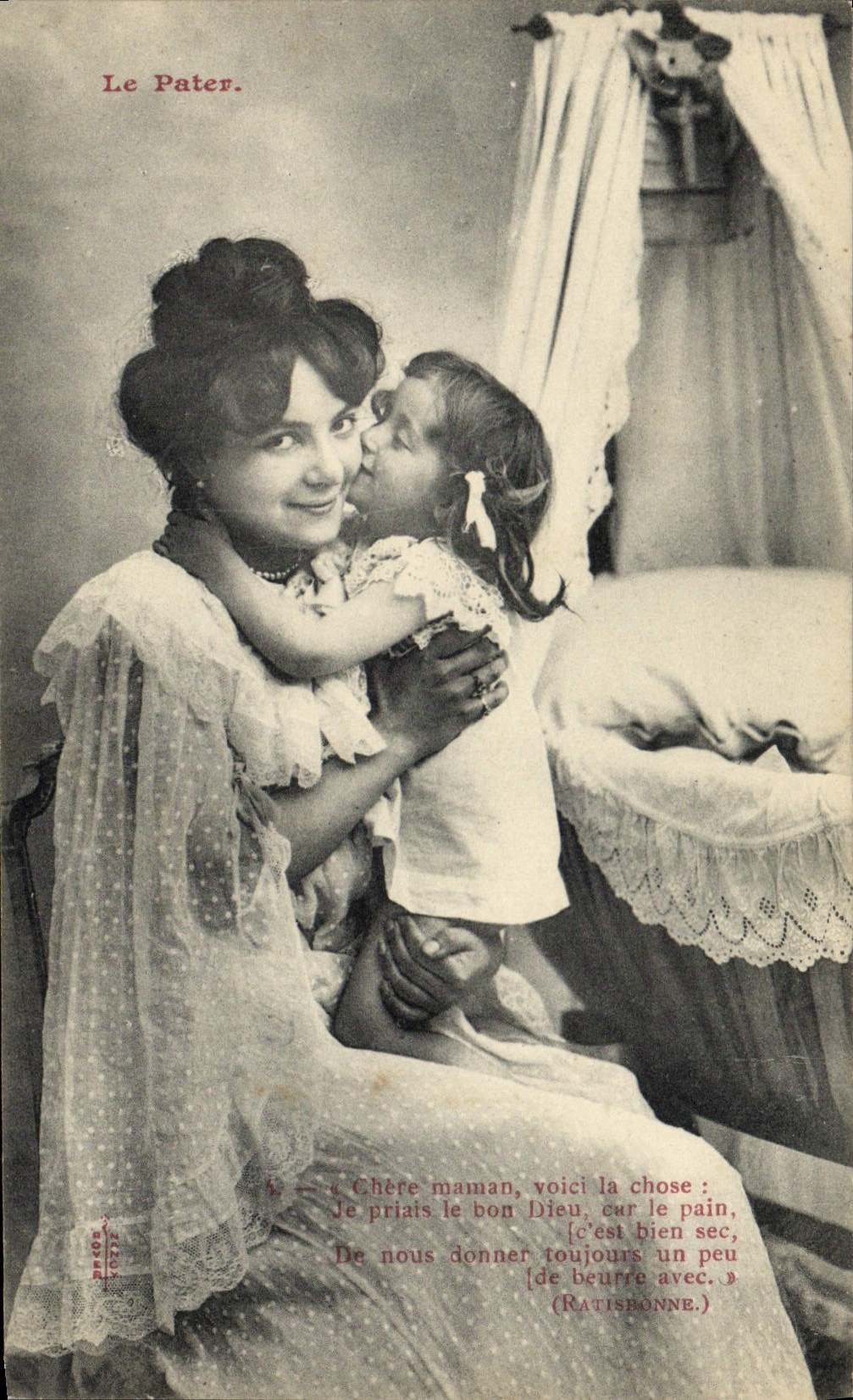 CPA Fantaisie Enfant Femme Le Pater
