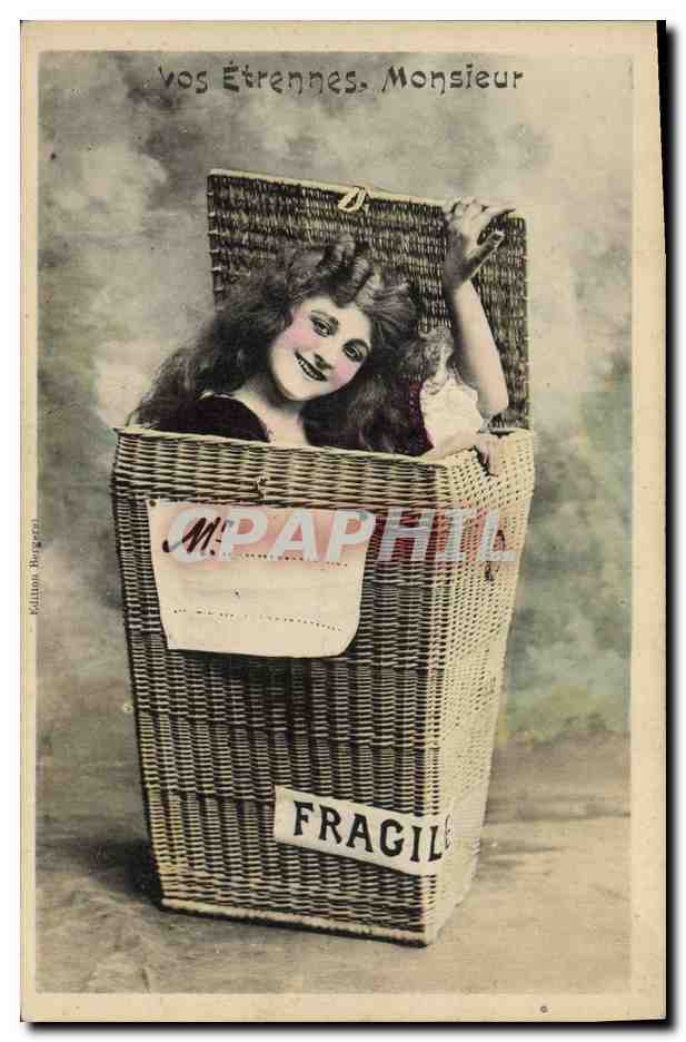Jeune femme dans un panier à provisions — éditeur Killion, Burgos