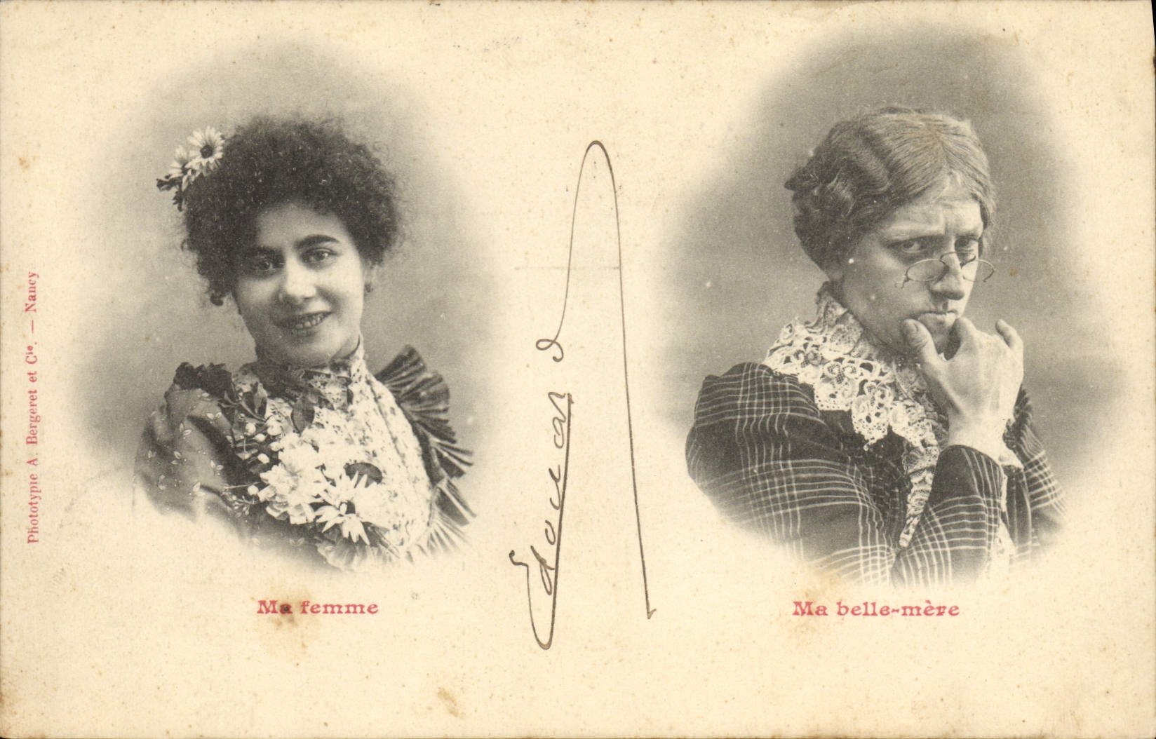 Deux femmes — Ma femme et Ma belle-mère — Phototype A. Bergeret et Cie, Nancy