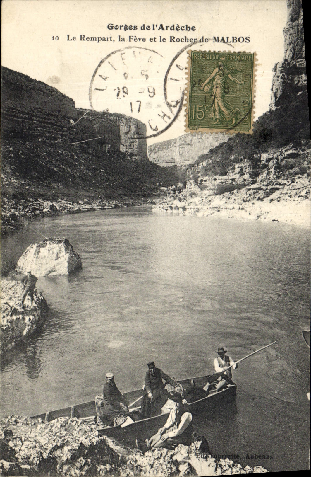 Gorges de l'Ardèche — Le Rempart, la Fève et le Rocher de Malbos — Éd. Louvrette, Aubenas