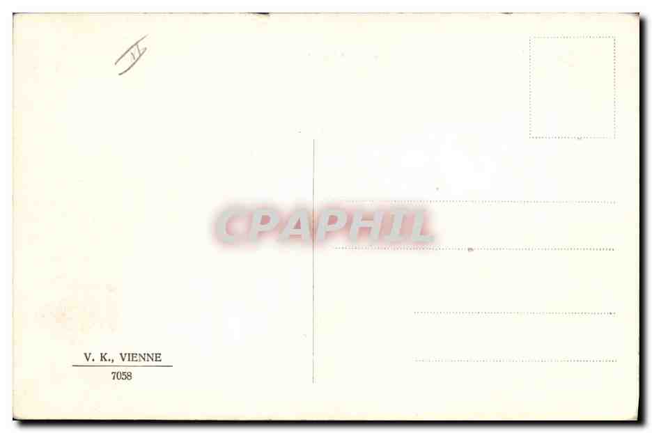Cœurs et pêcheur — 1er Avril — V. K., Vienne 7058 — Rückseite