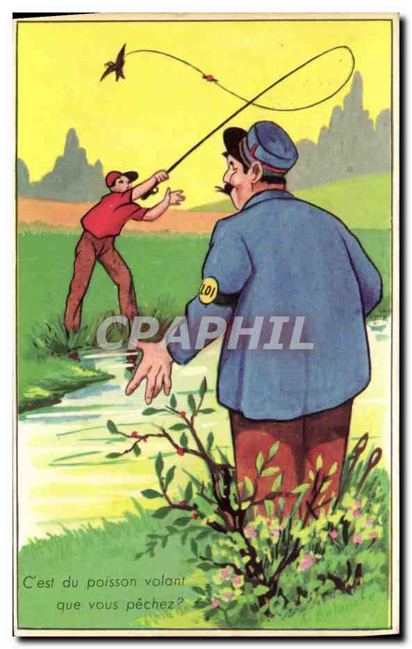 CPA Peche Pecheur C'est du poisson volant que vous pechez ?