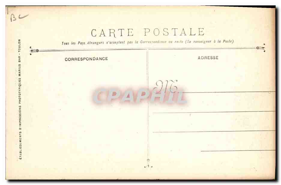 Funérailles des victimes de l'Explosion du Cuirassé LIBERTÉ — Arsenal de Terre — L'Amiral Bellue — Verso