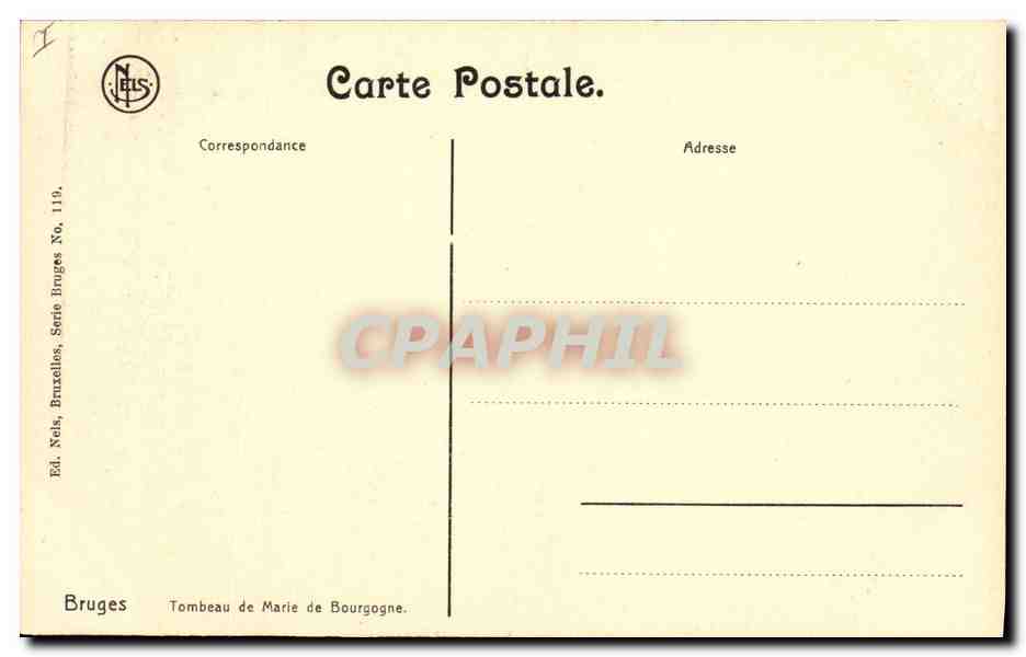 CPA Bruges Tombeau de Marie de Bourgogne  — Rückseite