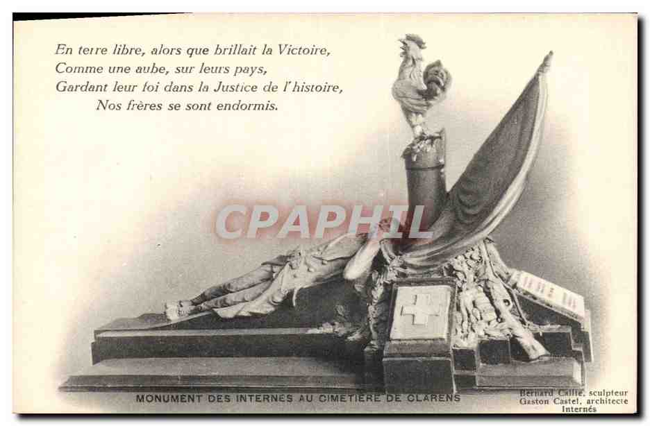 CPA Coq Poule Monument des internes au cimetiere de Clarens 