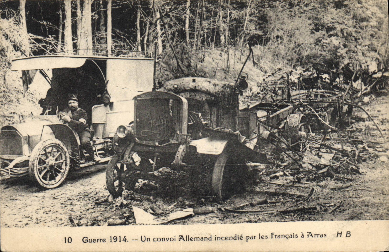 Un convoi Allemand incendié par les Français à Arras — Guerre 1914 — H B n°10