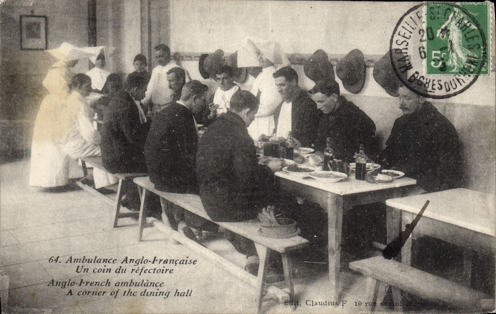 Ambulance Anglo-Française — Un coin du réfectoire — Édit. Claudius F, 16 rue de la République, Marseille