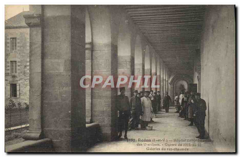Redon (Il-et-V)- Hôpital complémentaire des Urvalines - Galeries du rez-de-chaussée - Guerre 1914-18