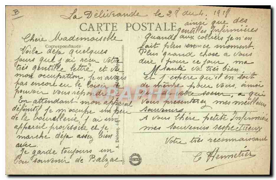 La Délivrande — Dépôt de Convalescents — A+D, n°31 — Reverso