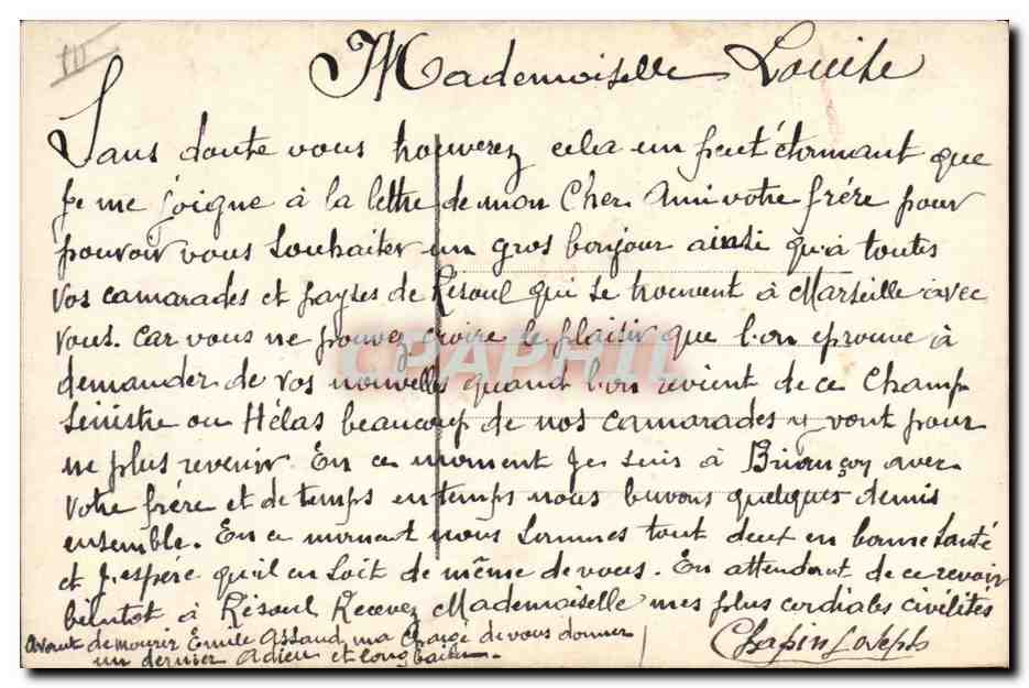 Gloire et Dévouement — Soldat blessé soutenu par une infirmière — éditeur JK* n° 9310 — Rückseite