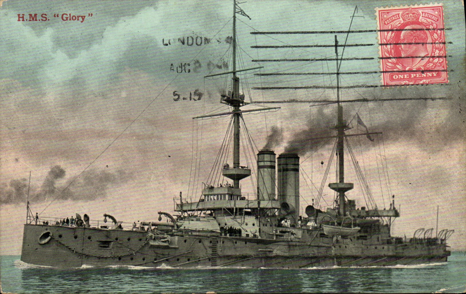 H.M.S. "Glory" — navire de guerre britannique — éditeur Pertham & Sarin, Londres