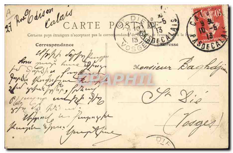 CPA Bateau Maroc Casablanca Le croiseur Galilee bombardant la ville — Verso