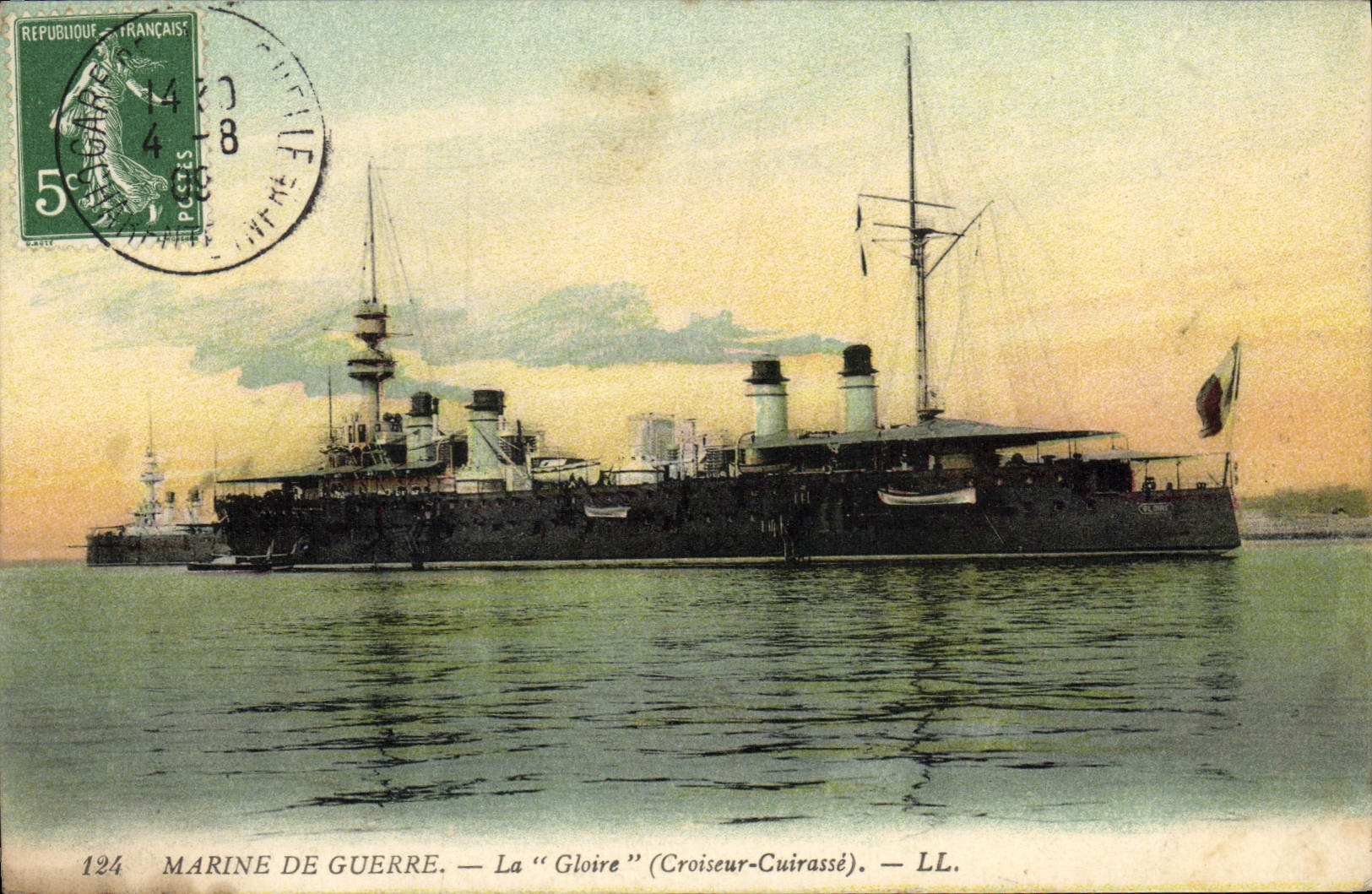 Marine de guerre — La "Gloire" (Croiseur-Cuirassé) — LL. — Éditeur LL, n° 124 - Anverso