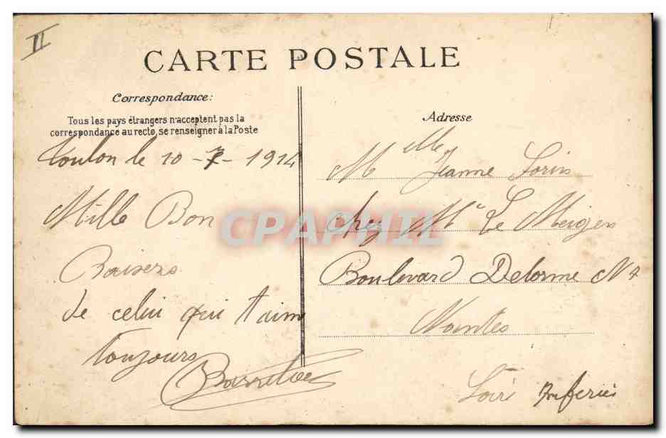 CPA Bateau Toulon Gaulois Cuirasse d'escadre — Verso