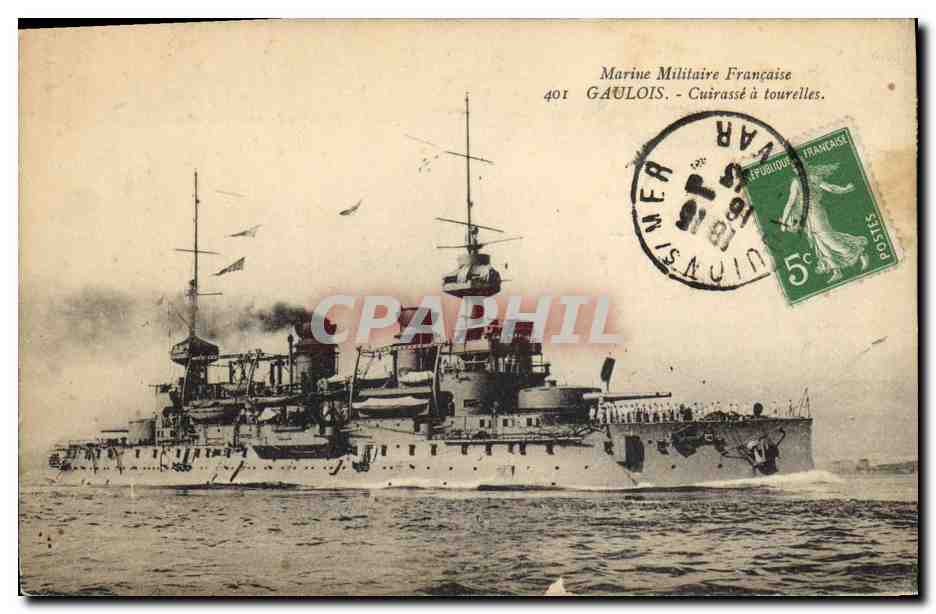 Cuirassé Gauleois — Marine Militaire Française — éditeur A. Toulon, n° 401