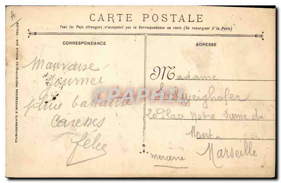 Cuirassé Gauleois — Marine Militaire Française — éditeur A. Toulon, n° 401 — Verso