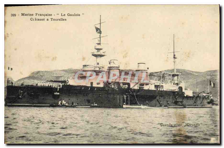 Cuirassé français "Le Gaulois" à Toulon — Guende phot. Marseille, n°399