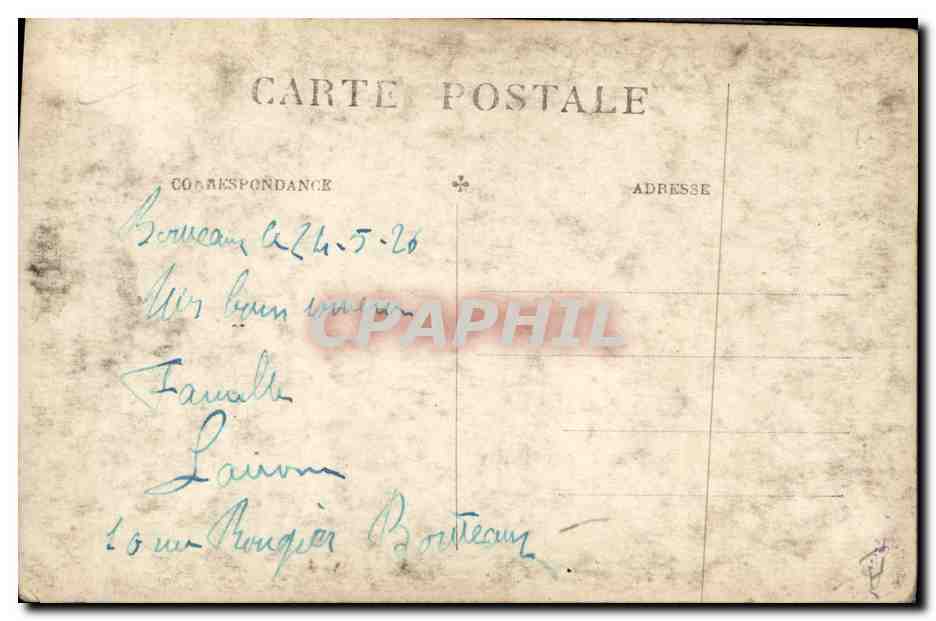 CPM famille Lairon Lairom Lairoux 24 mai 1926 — Verso