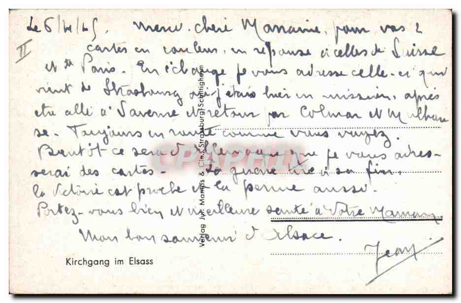 CPA Folklore Alsace Kirchgang im Elsass — Rückseite