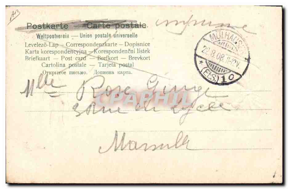 CPA Folklore Alsace Costume Alsacien  — Verso