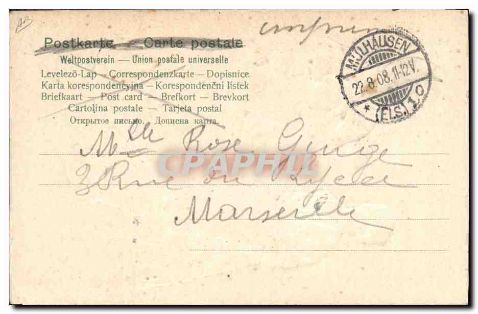 CPA Folklore Alsace Costume Alsacien — Verso