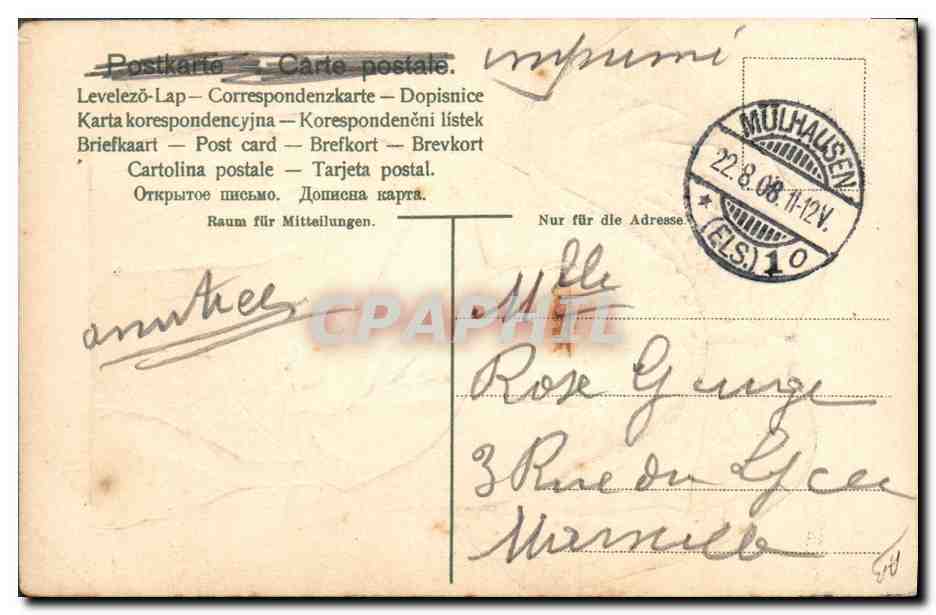 CPA Folklore Alsace Costume Alsacien — Verso