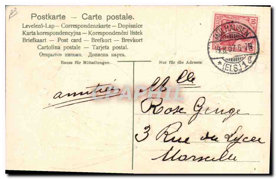 CPA Folklore Alsace Costume Alsacien — Rückseite