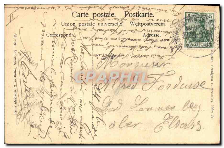 CPA Folklore Alsace Alsacienne — Rückseite
