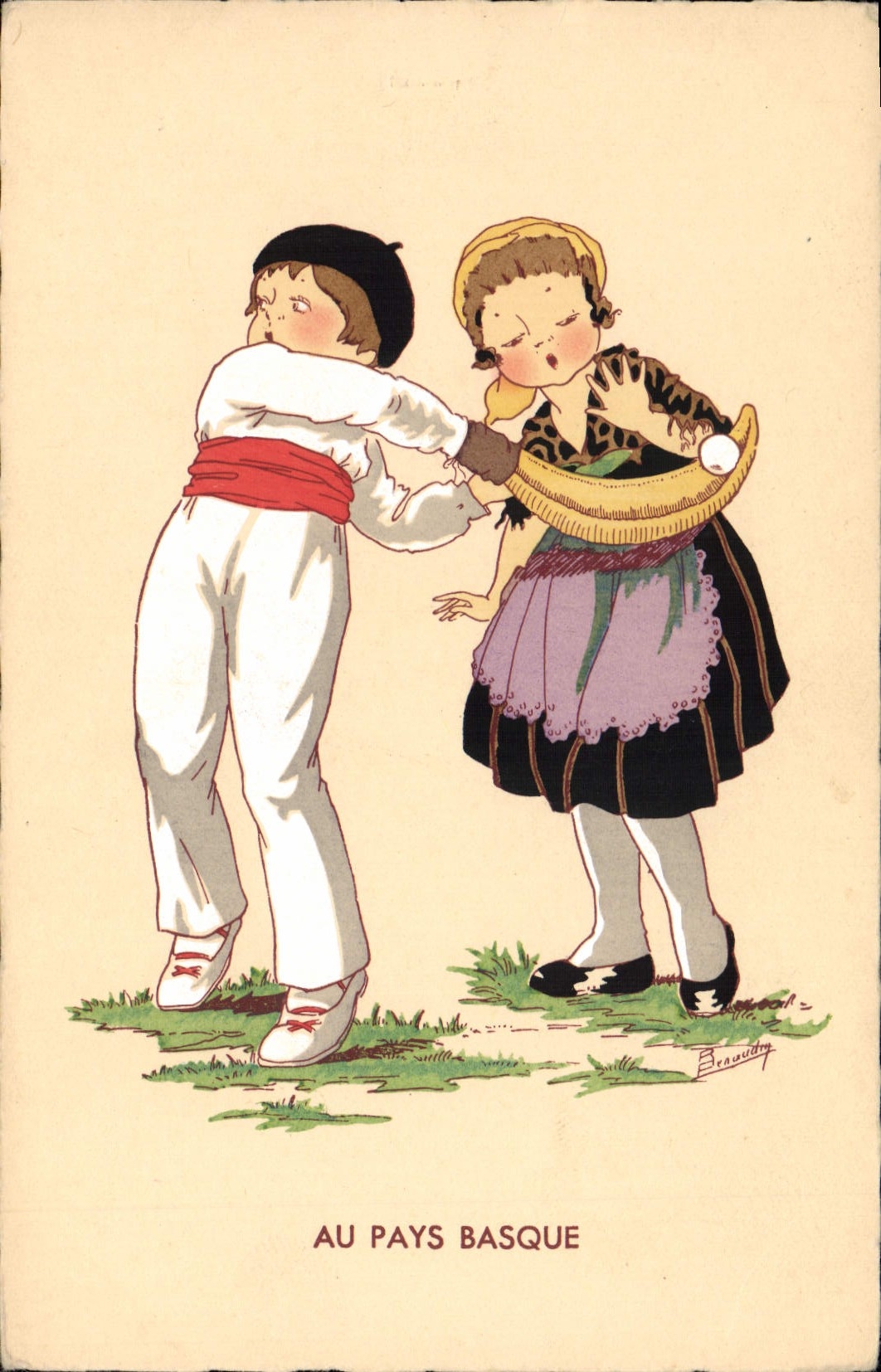 Enfants jouant au Pays Basque — Éditeur Braudilly, n° de série non visible