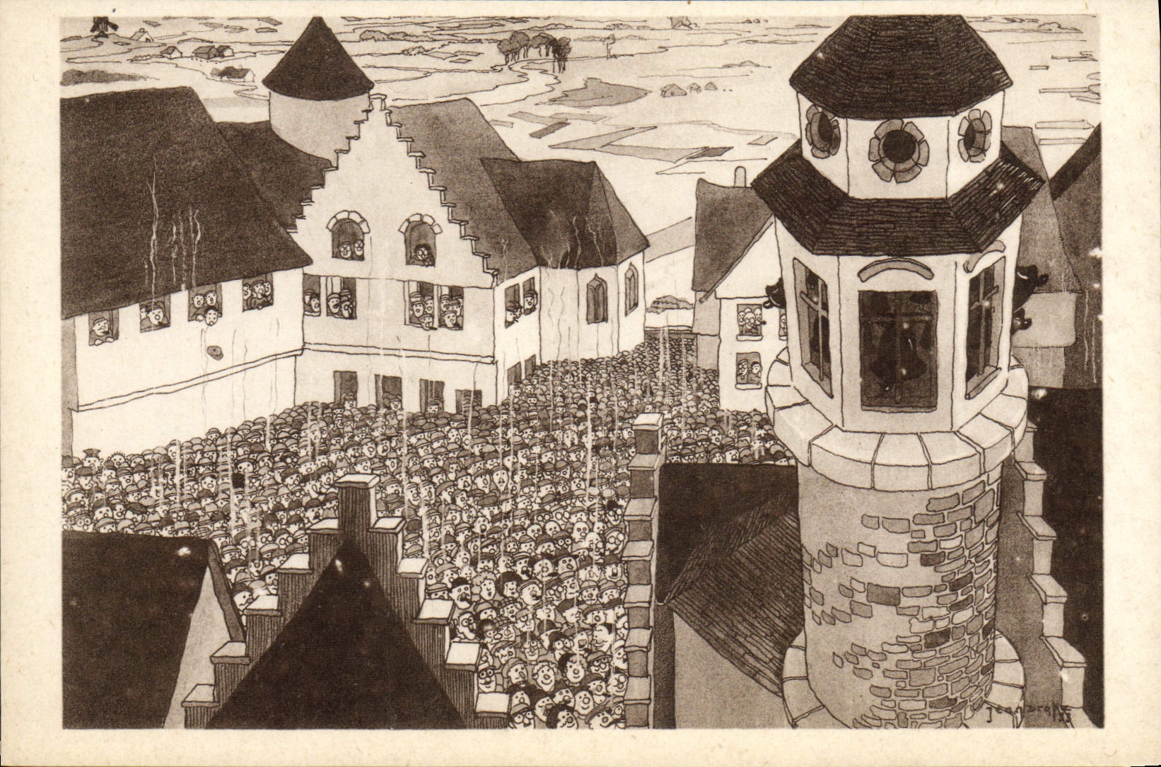 CPA Fantaisie Illustrateur A glorious Sunday Hearing the Carillon