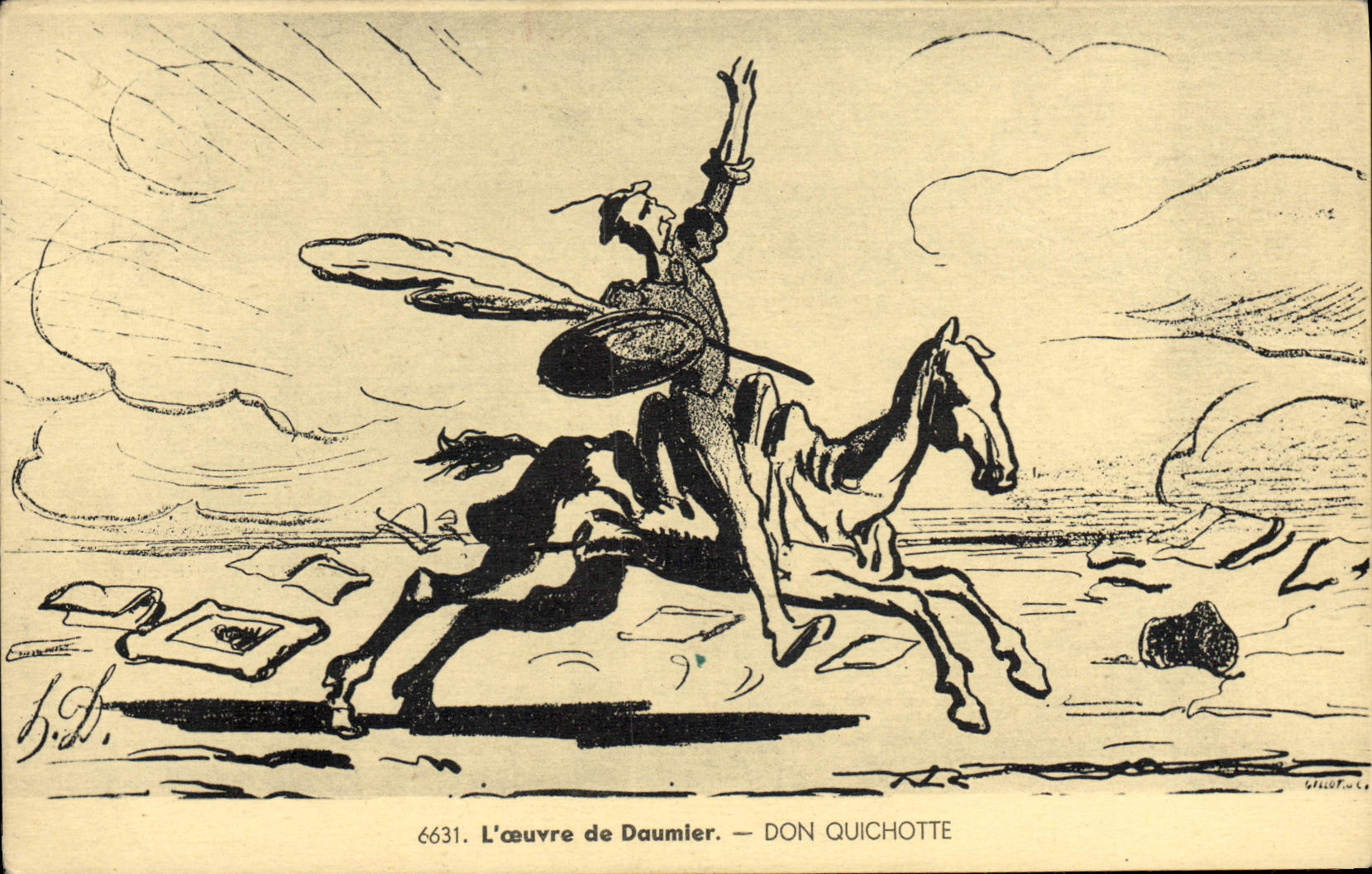 CPA Fantaisie Illustrateur Daumier Don Quichotte Cervantes