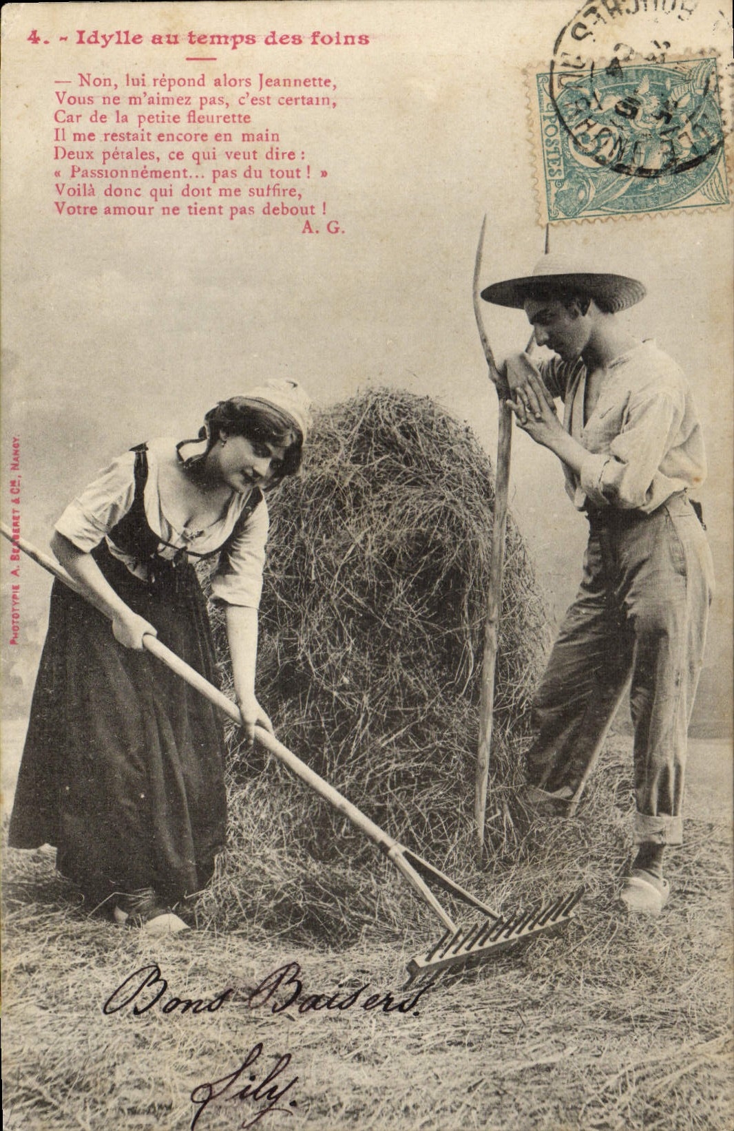 Idylle au temps des foins — Poème et scène de moisson — Phototype A. Bézard & Cie, Nancy