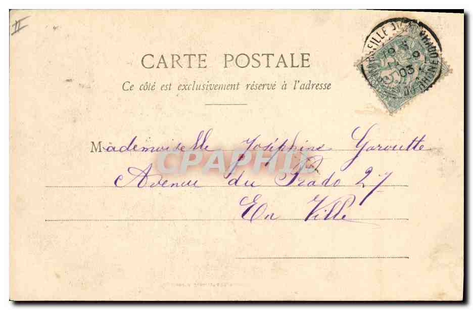 Idylle au temps des foins — scène de jeunes amoureux dans un champ — Phototypie A. Berbert & Cie, Nîmes — Verso