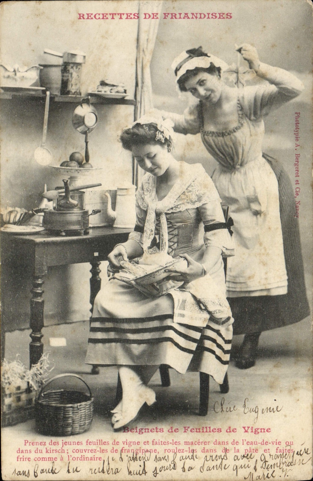 Beignets de Feuilles de Vigne — Recettes de Friandises — Phototypie A. Bergéret et Cie, Nancy