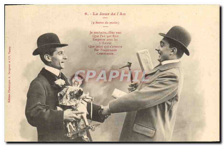 CPA Fantaisie Homme Le jour de l'an Marionnette