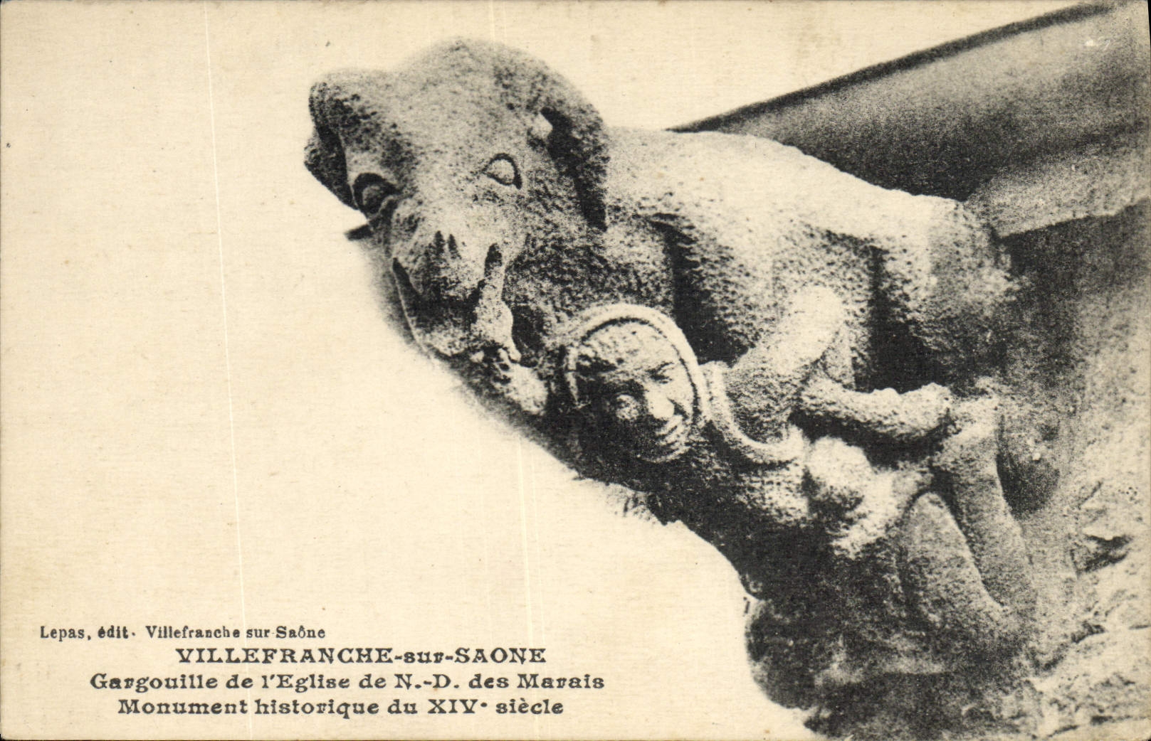 Gargoyle der Kirche Notre-Dame des Marais — Villefranche-sur-Saône — Verlag Lepas